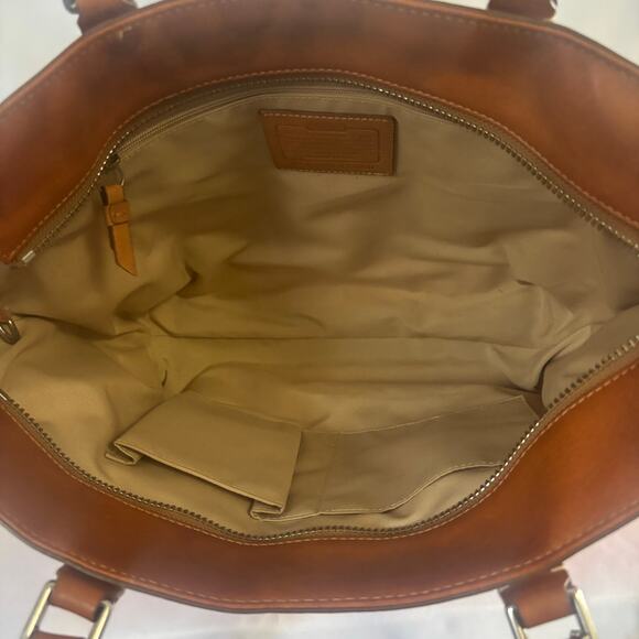 Coach Coral Signature Gallery Tote Bag Red Canvas Leather Monogram Handbag - Picture 12 of 15